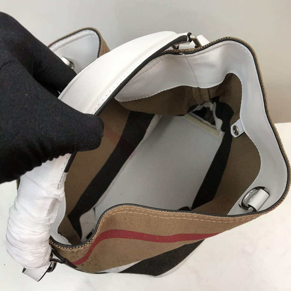 Burberry 39457261 Ashby White Canvas Hobo Bag