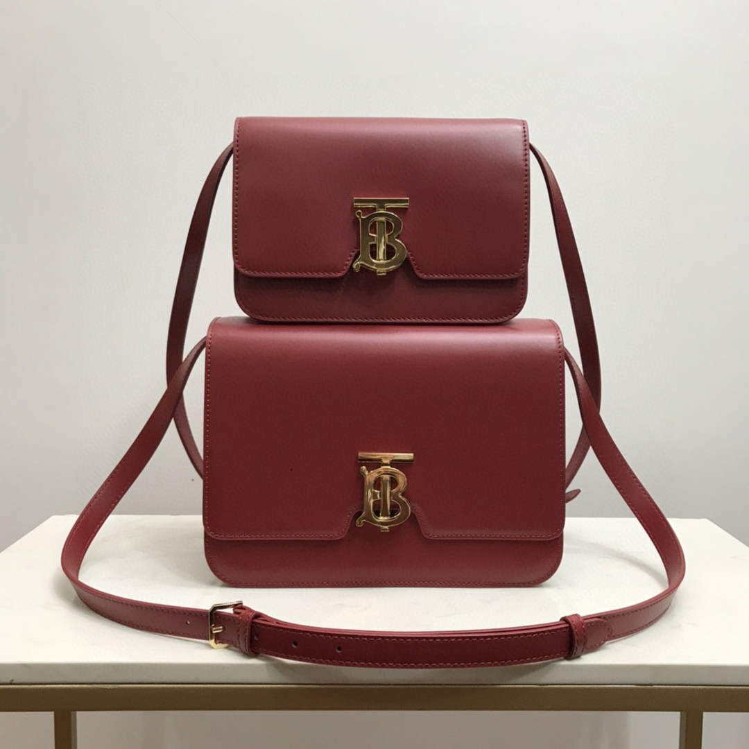 Burberry 80103371 Medium Leather TB Bag Wine Red