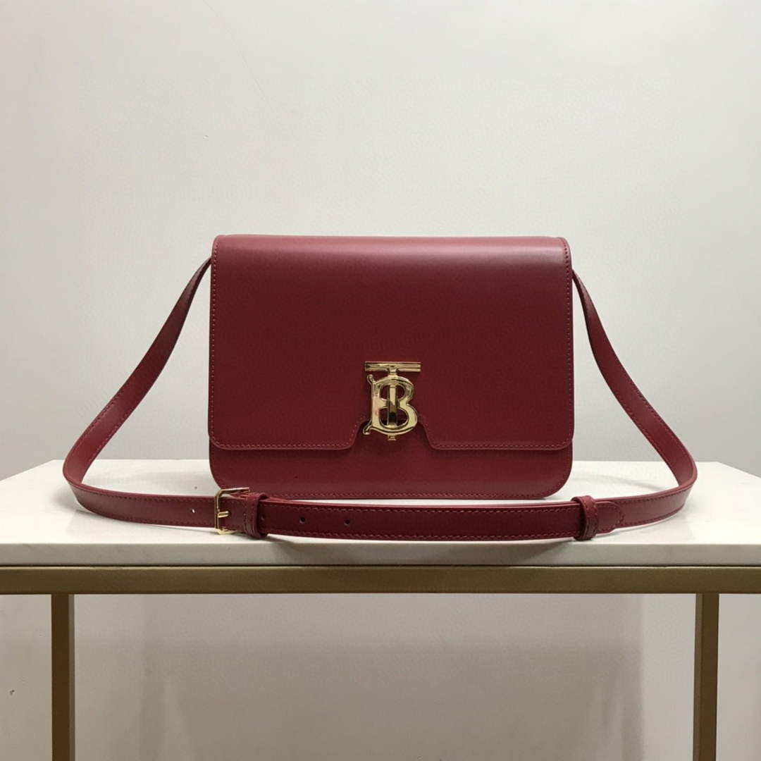 Burberry 80103371 Medium Leather TB Bag Wine Red - Default Title - View 1