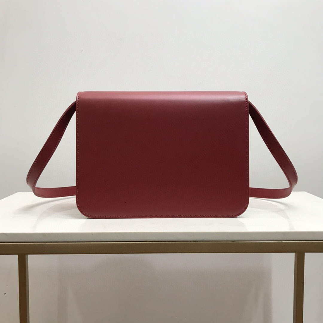 Burberry 80103371 Medium Leather TB Bag Wine Red