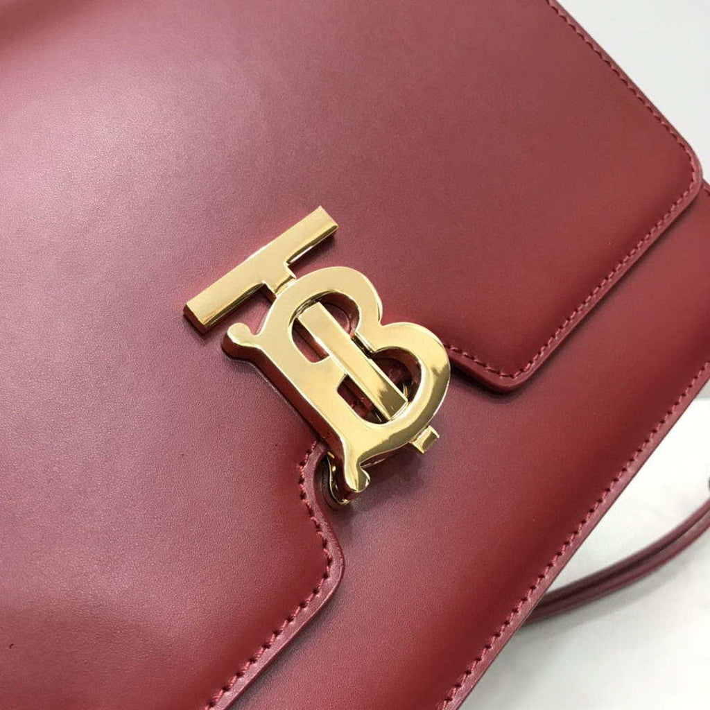 Burberry 80103371 Medium Leather TB Bag Wine Red