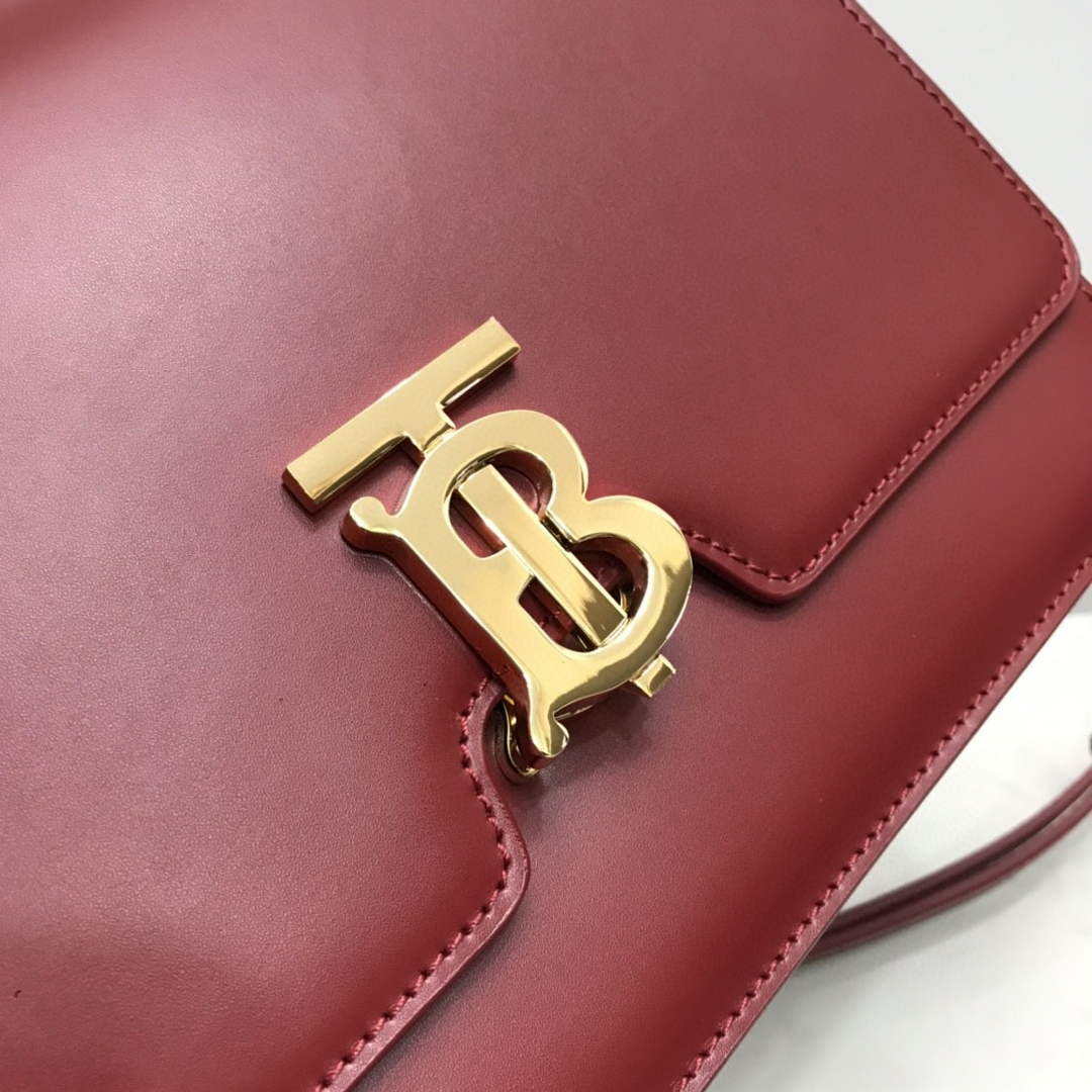 Burberry 80103371 Medium Leather TB Bag Wine Red