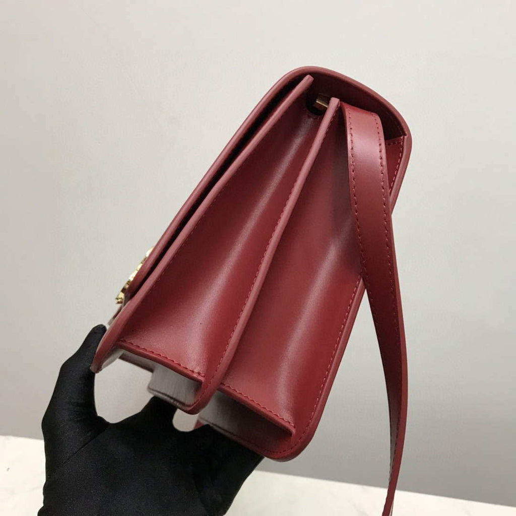 Burberry 80103371 Medium Leather TB Bag Wine Red