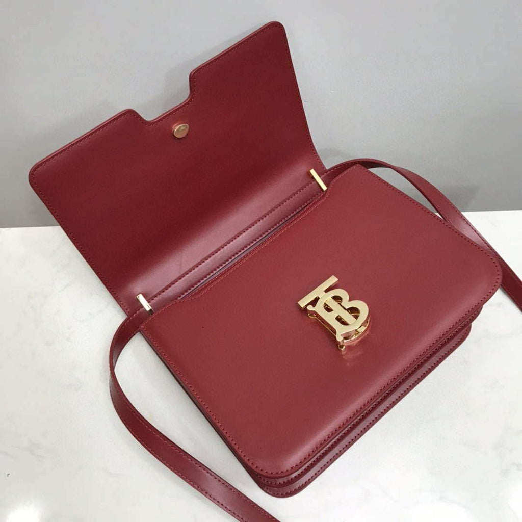 Burberry 80103371 Medium Leather TB Bag Wine Red