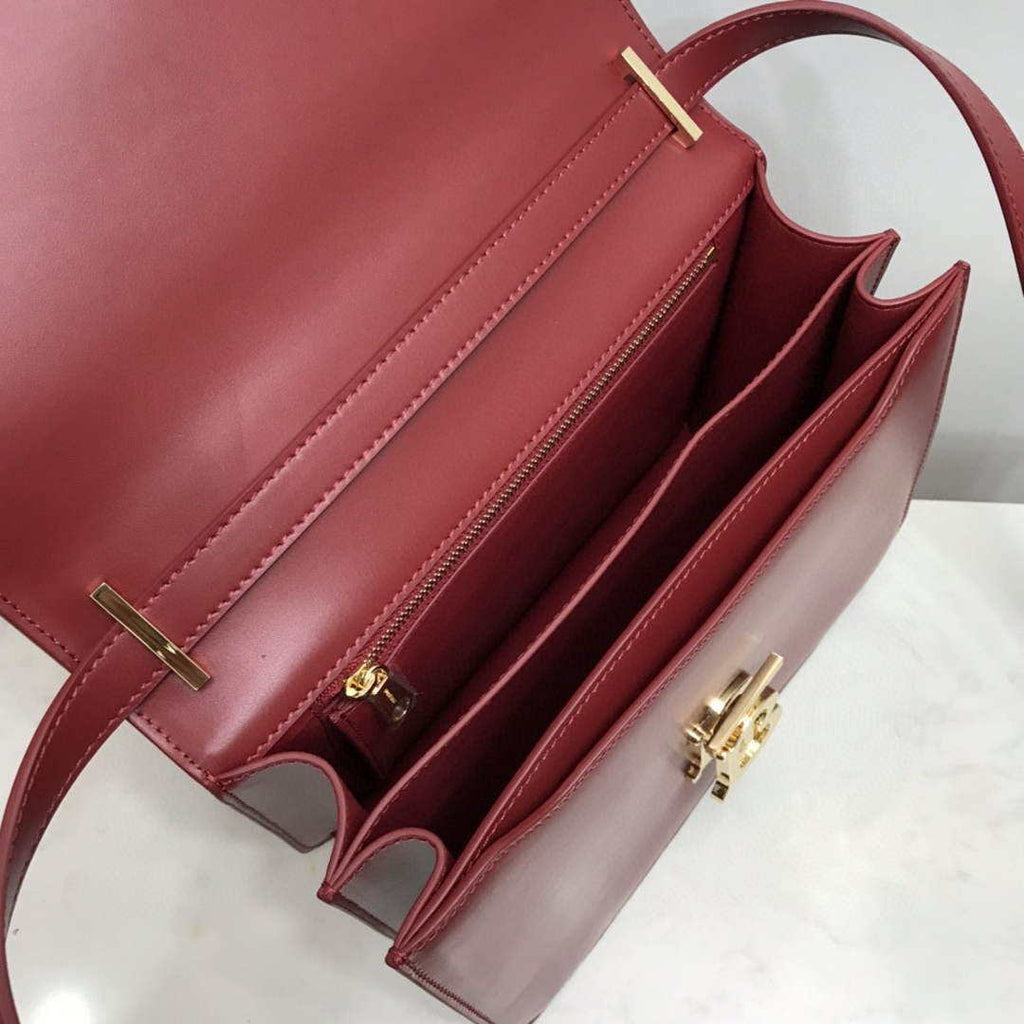 Burberry 80103371 Medium Leather TB Bag Wine Red