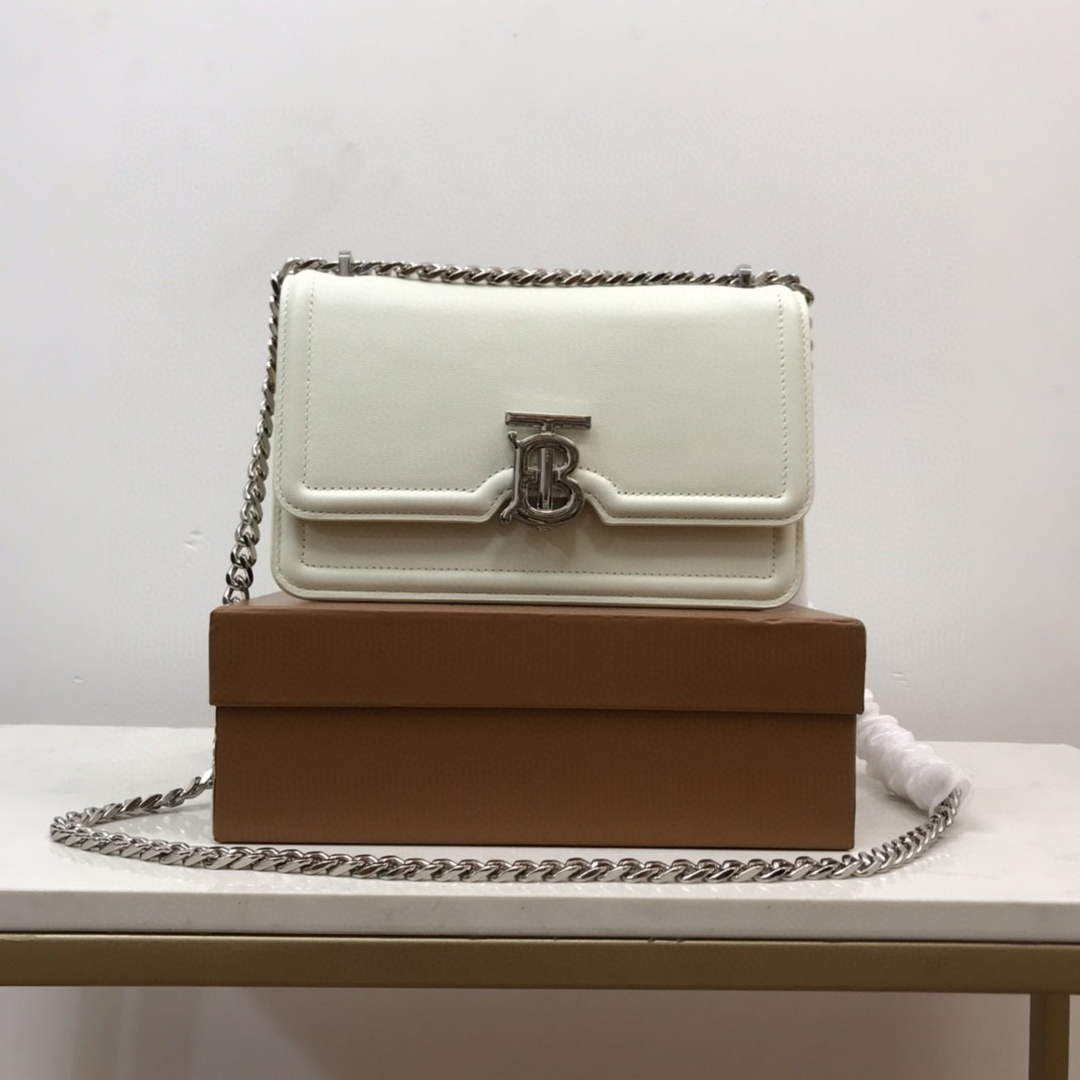 Burberry 80522321 Medium Leather TB Bag White Silvery - Default Title - View 1