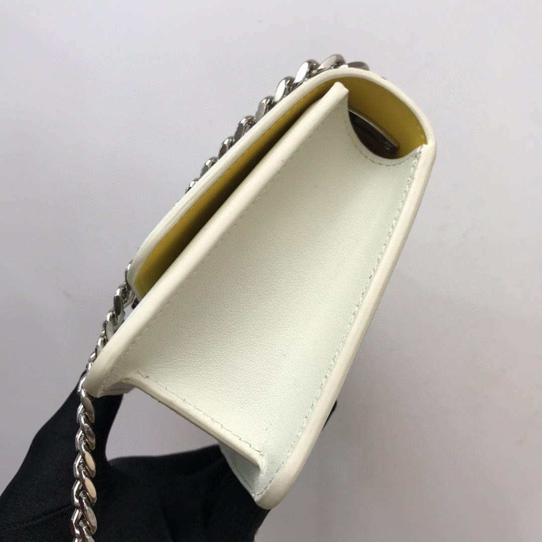 Burberry 80522321 Medium Leather TB Bag White Silvery
