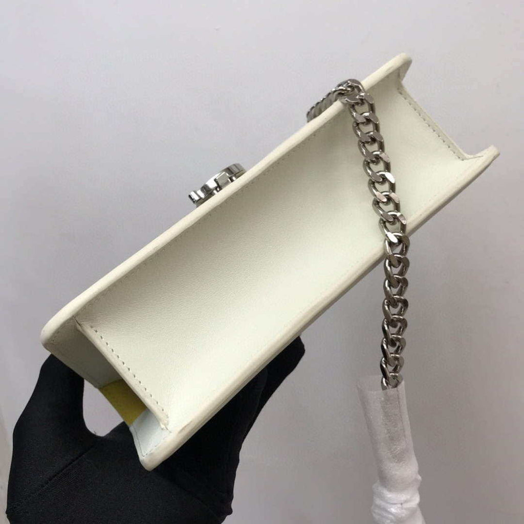 Burberry 80522321 Medium Leather TB Bag White Silvery