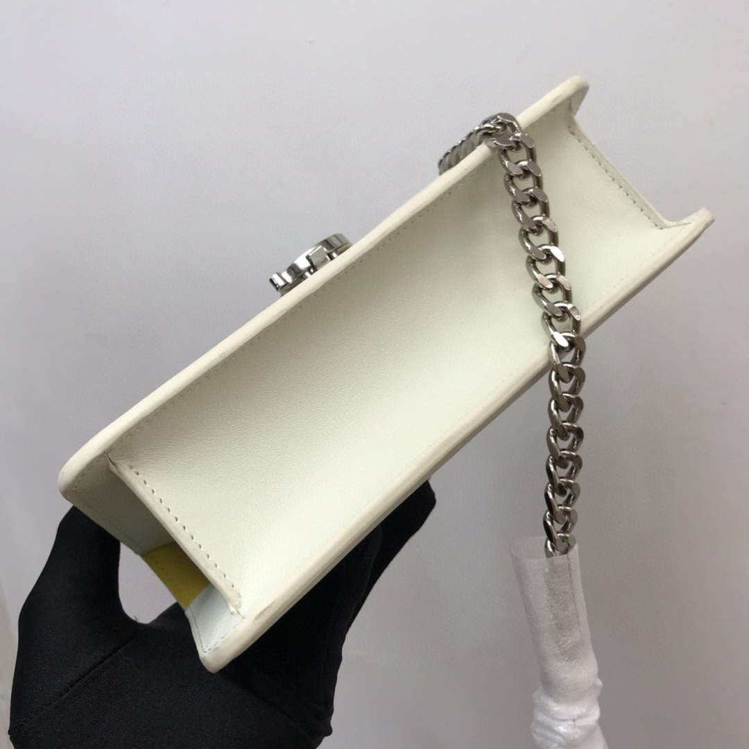 Burberry 80522321 Medium Leather TB Bag White Silvery