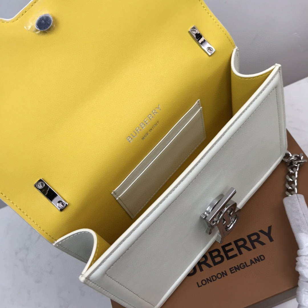 Burberry 80522321 Medium Leather TB Bag White Silvery