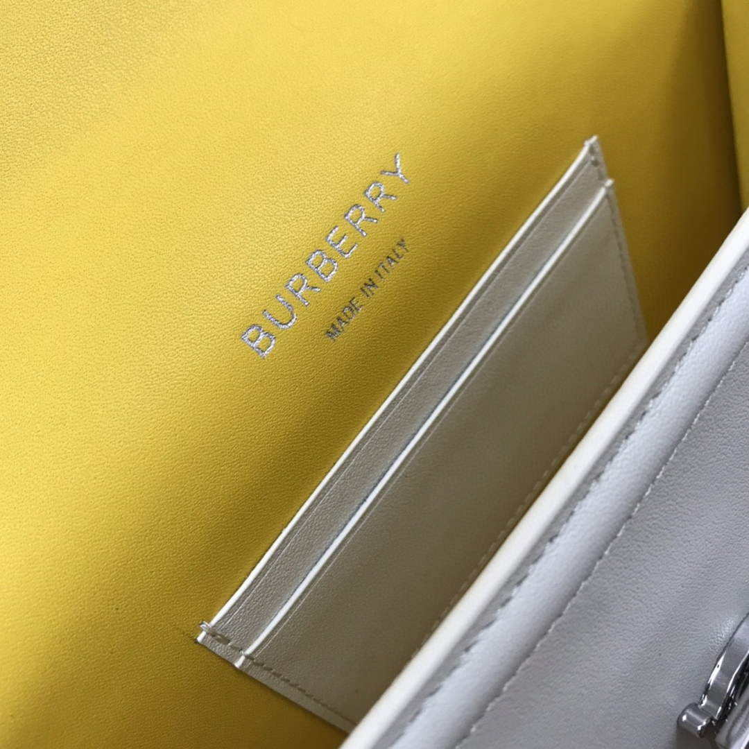 Burberry 80522321 Medium Leather TB Bag White Silvery