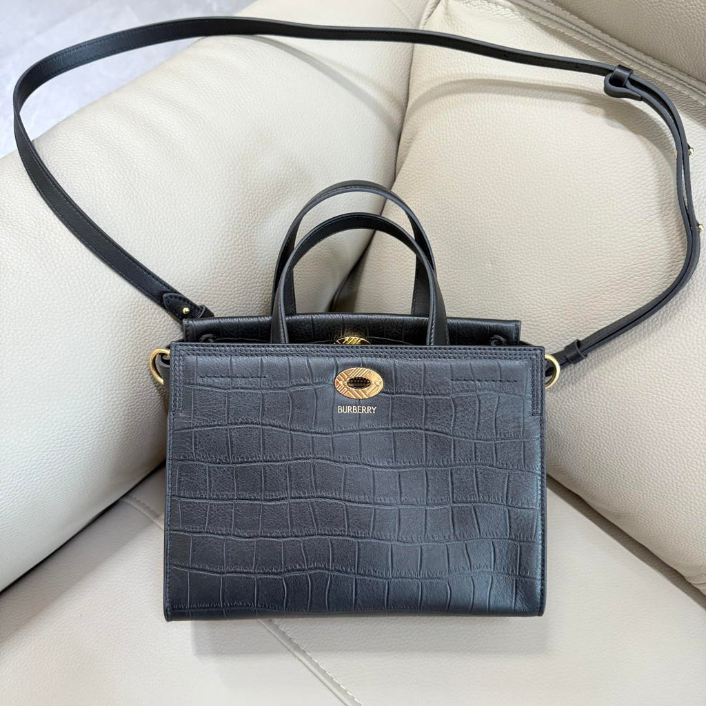 Burberry Mini Cotswolds Tote 81145901 Bag Black crocodile pattern