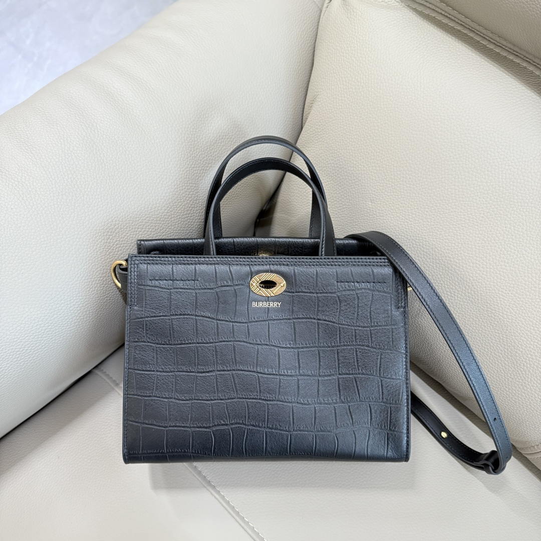 Burberry Mini Cotswolds Tote 81145901 Bag Black crocodile pattern