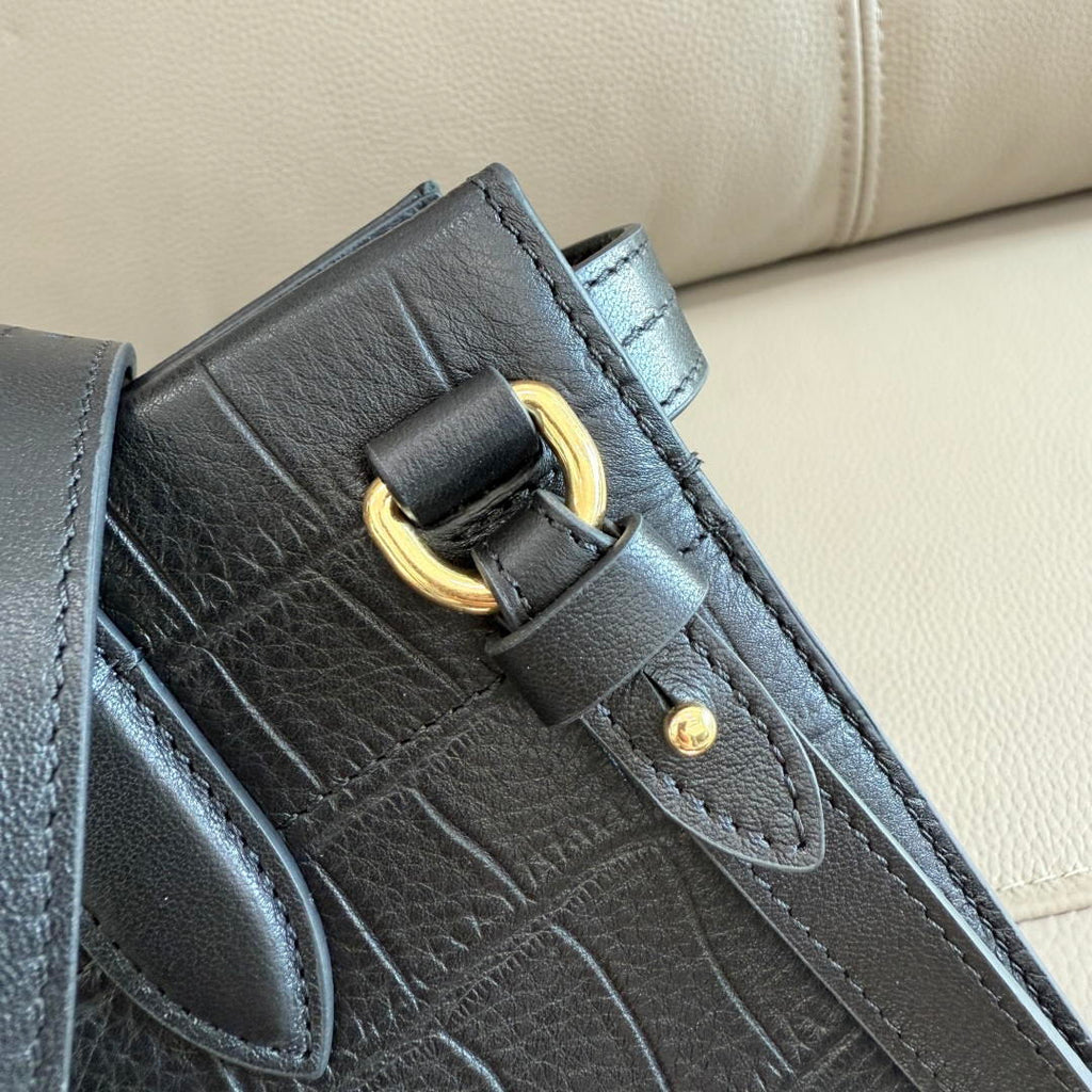 Burberry Mini Cotswolds Tote 81145901 Bag Black crocodile pattern