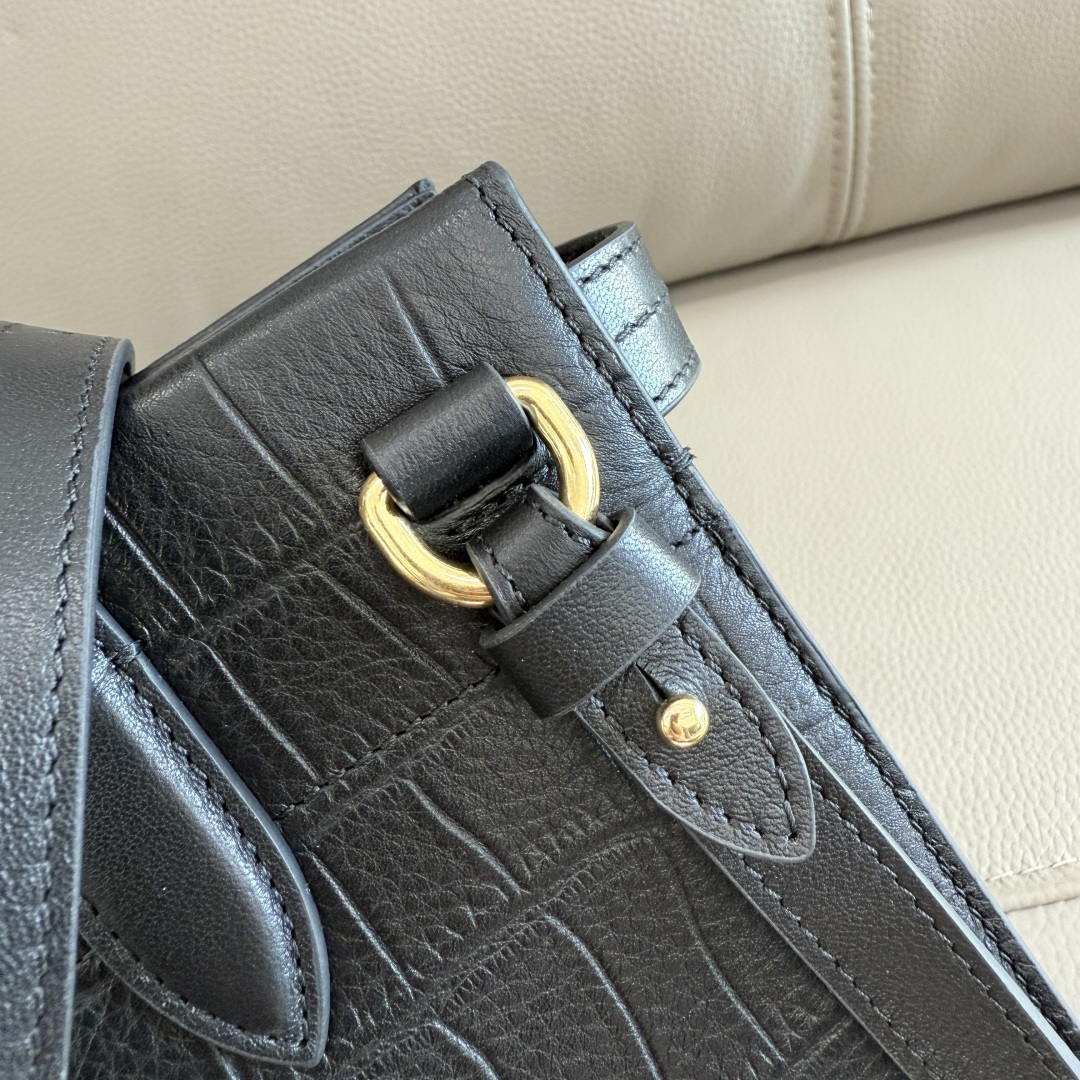 Burberry Mini Cotswolds Tote 81145901 Bag Black crocodile pattern