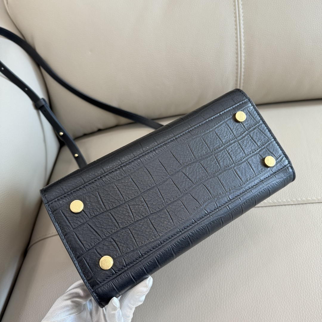 Burberry Mini Cotswolds Tote 81145901 Bag Black crocodile pattern