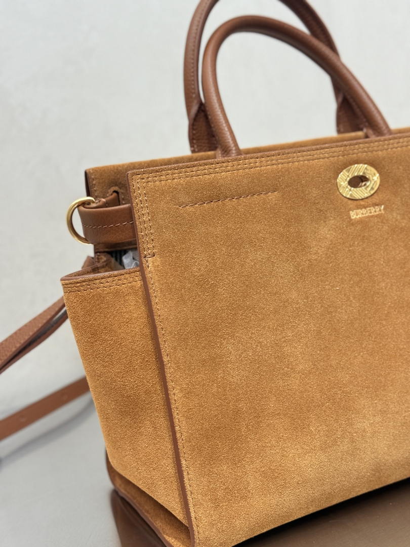 Burberry Small Cotswolds Tote 81113441 Bag Brown Suede