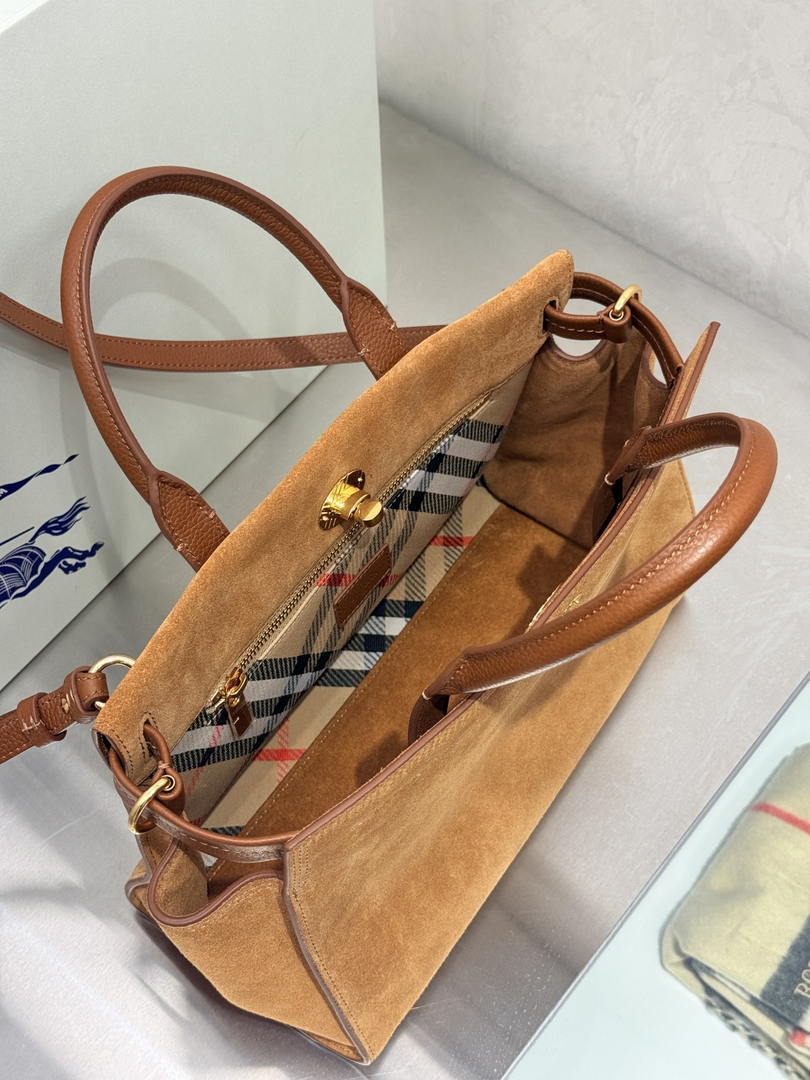 Burberry Small Cotswolds Tote 81113441 Bag Brown Suede