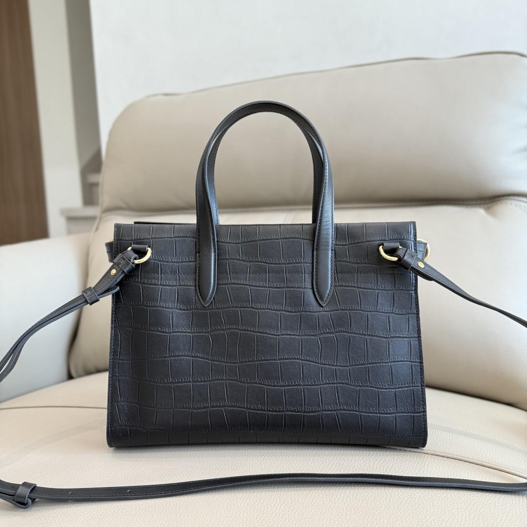 Burberry Small Cotswolds Tote 81113441 Bag Black crocodile pattern