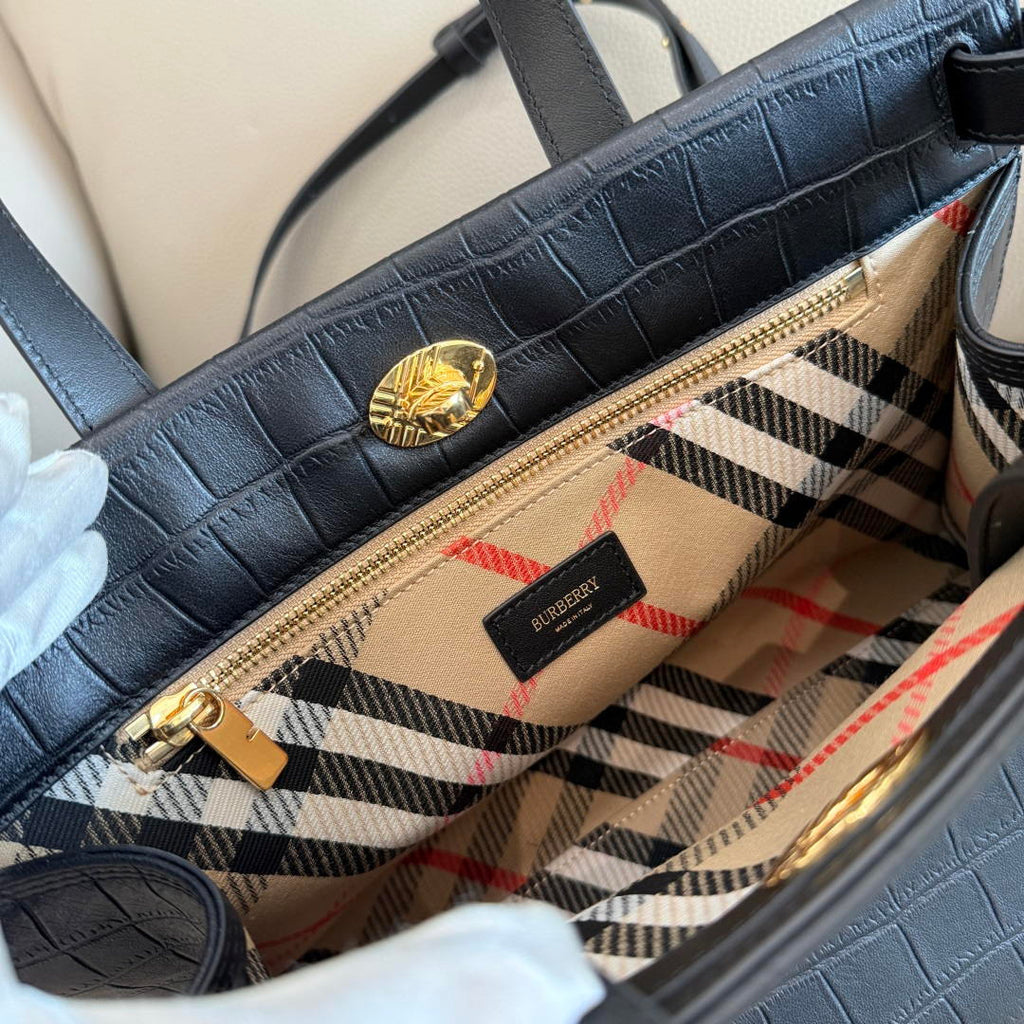 Burberry Small Cotswolds Tote 81113441 Bag Black crocodile pattern