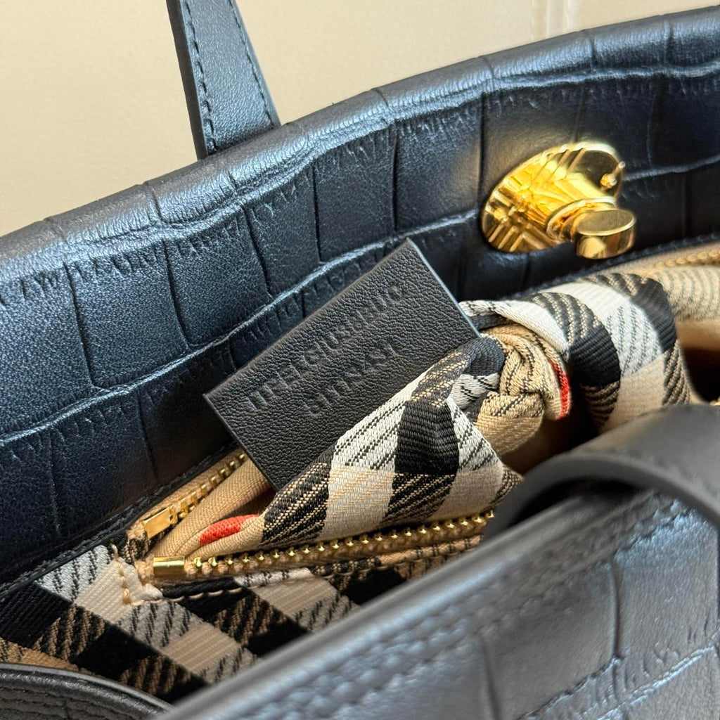 Burberry Small Cotswolds Tote 81113441 Bag Black crocodile pattern