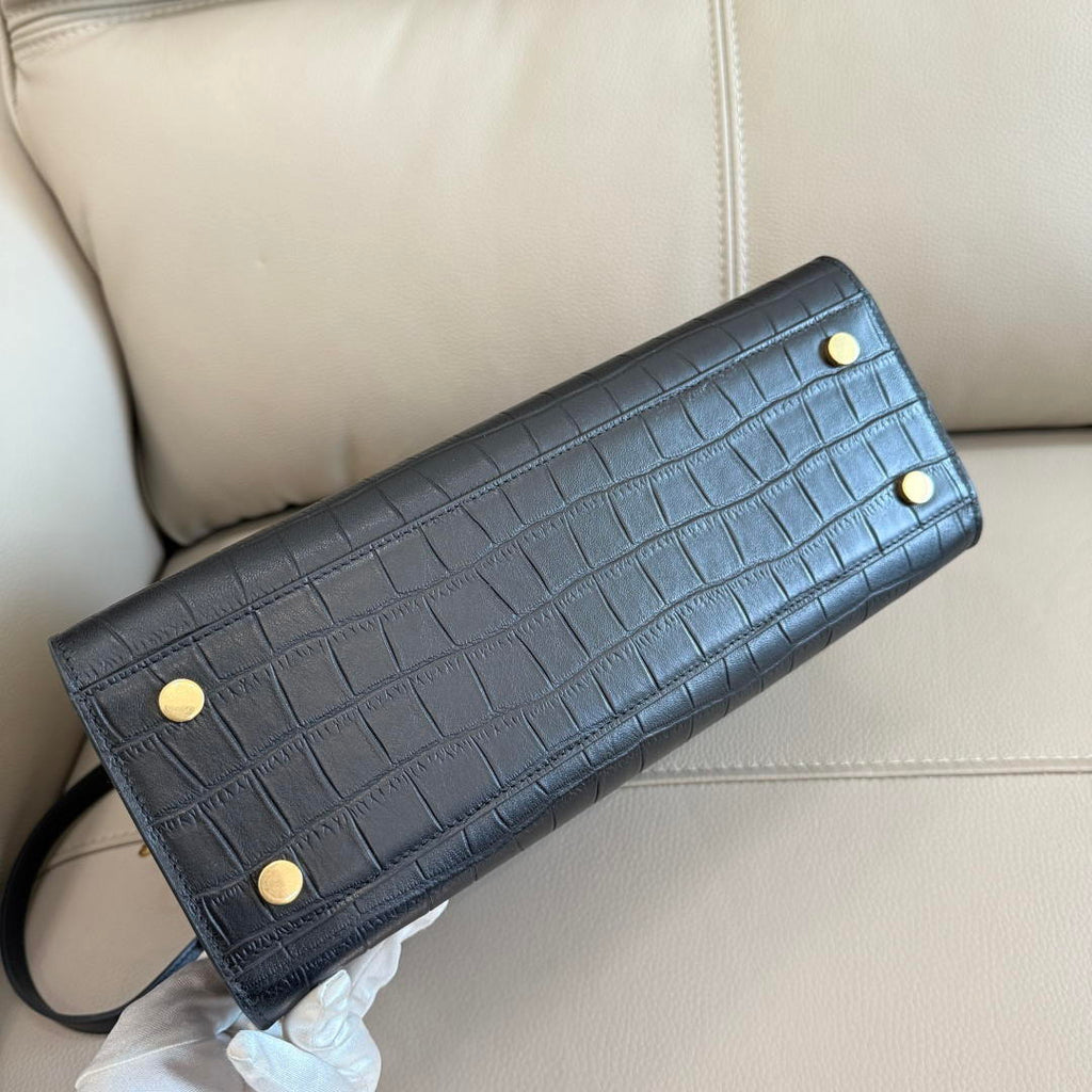 Burberry Small Cotswolds Tote 81113441 Bag Black crocodile pattern