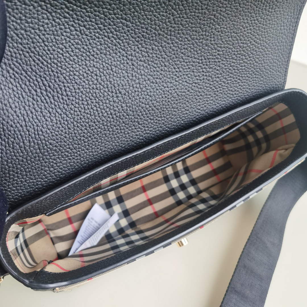Burberry Vintage Check and Leather Note Crossbody Bag in Black - Default Title - View 9