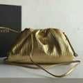 BV 585852 Bottega Veneta Mini Pouch Lambskin leather clutch with strap metallic Gold - Default Title - View 1