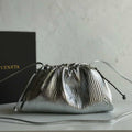BV 585852 Bottega Veneta Mini Pouch Lambskin leather clutch with strap metallic Sliver - Default Title - View 1