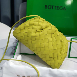 BV 585852 Bottega Veneta Mini Pouch intrecciato leather clutch with strap Lemon Green - Default Title - View 2
