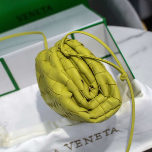 BV 585852 Bottega Veneta Mini Pouch intrecciato leather clutch with strap Lemon Green - Default Title - View 6