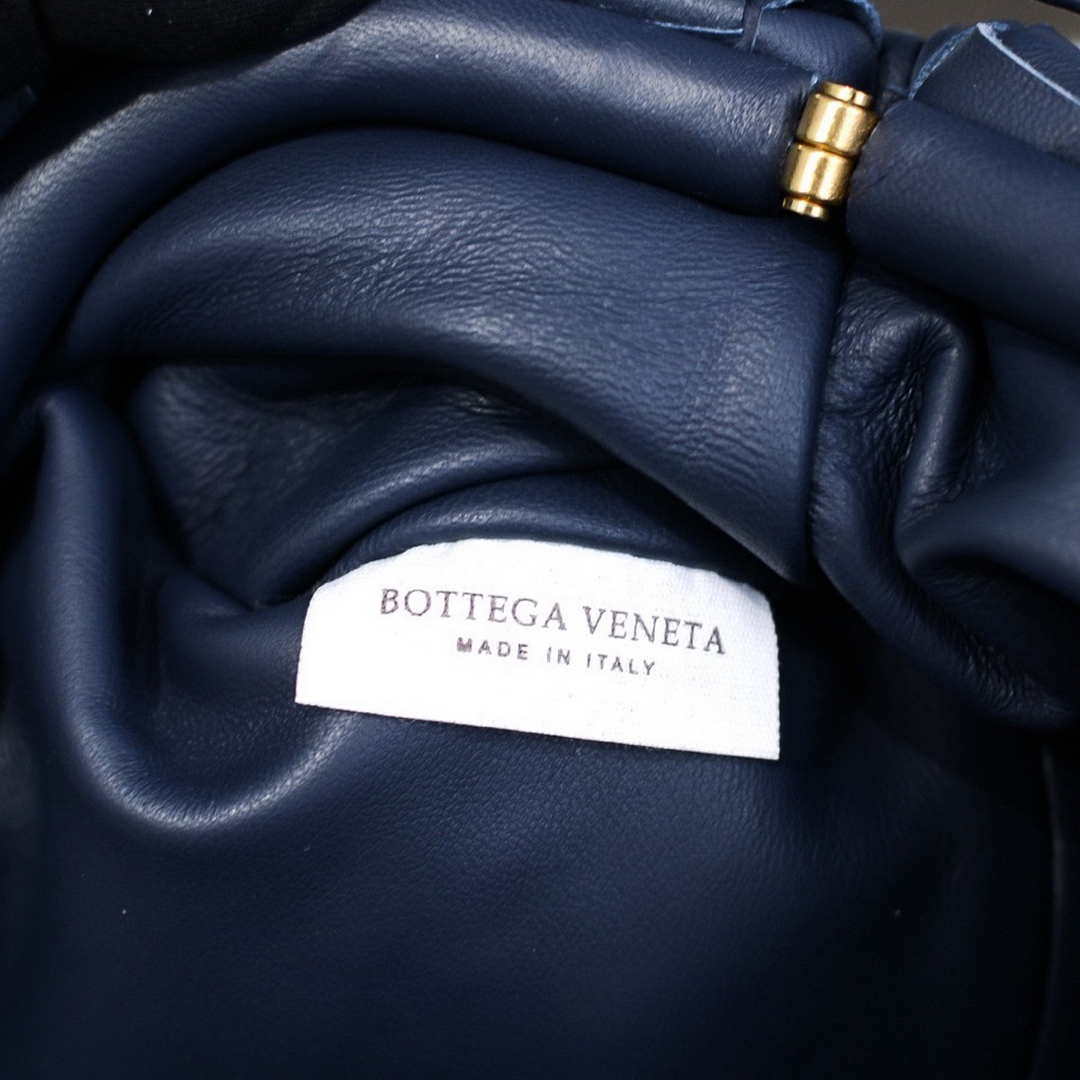 BV 585852 Bottega Veneta Mini Pouch intrecciato leather clutch with strap Navy Blue - Default Title - View 8