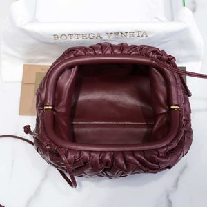 BV 585852 Bottega Veneta Mini Pouch intrecciato leather clutch with strap Wine Red - Default Title - View 7