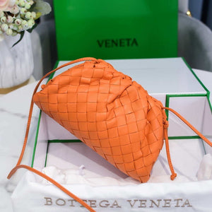 BV 585852 Bottega Veneta Mini Pouch intrecciato leather clutch with strap Orange - Default Title - View 2