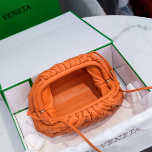 BV 585852 Bottega Veneta Mini Pouch intrecciato leather clutch with strap Orange - Default Title - View 7