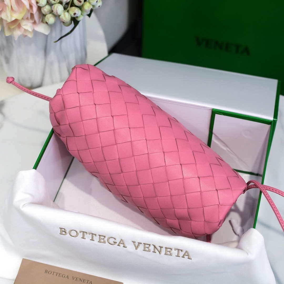 BV 585852 Bottega Veneta Mini Pouch intrecciato leather clutch with strap Pink - Default Title - View 3