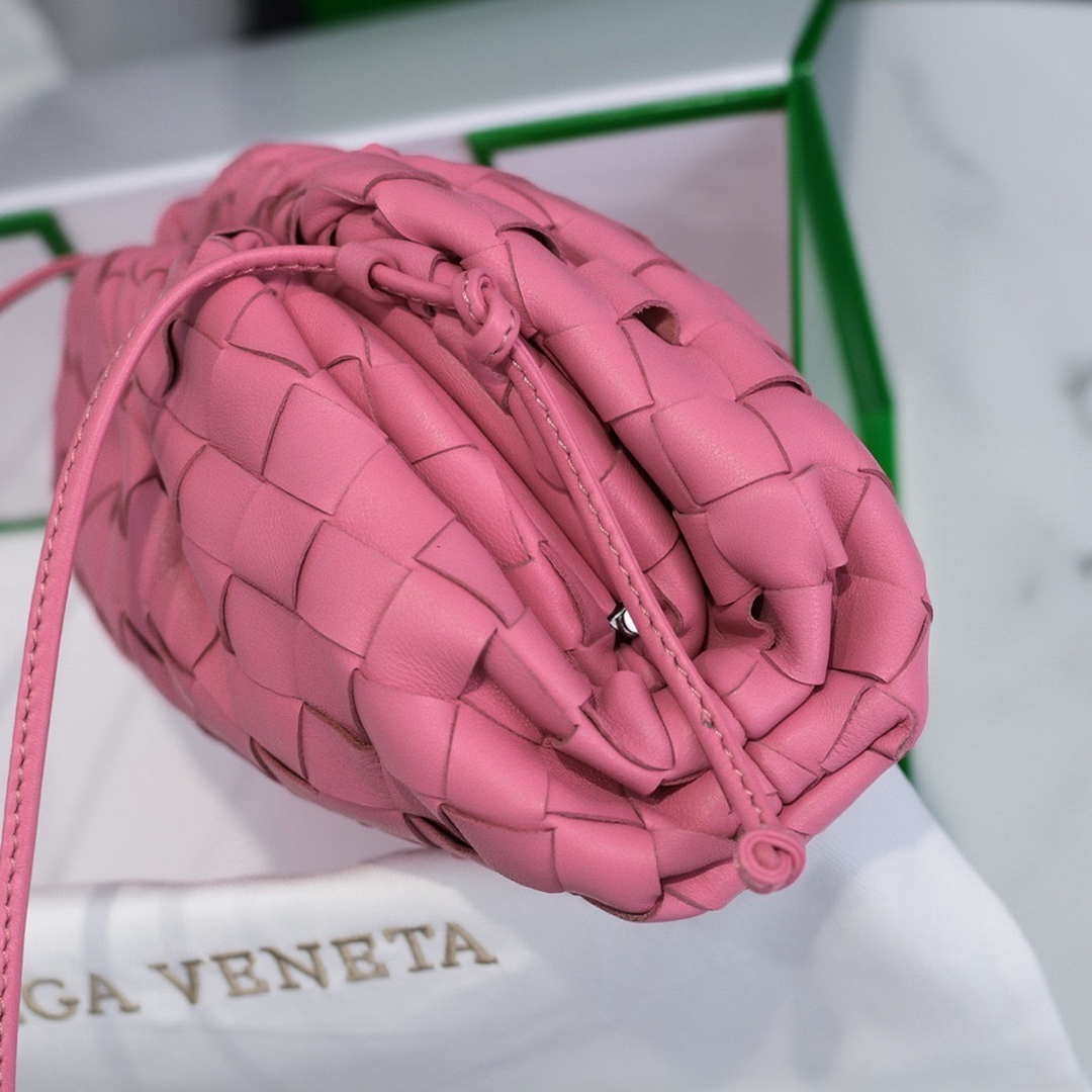 BV 585852 Bottega Veneta Mini Pouch intrecciato leather clutch with strap Pink - Default Title - View 5