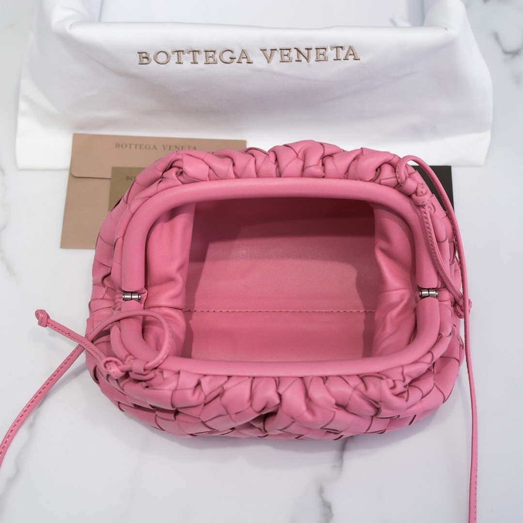 BV 585852 Bottega Veneta Mini Pouch intrecciato leather clutch with strap Pink - Default Title - View 6