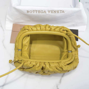 BV 585852 Bottega Veneta Mini Pouch intrecciato leather clutch with strap Yellow - Default Title - View 7