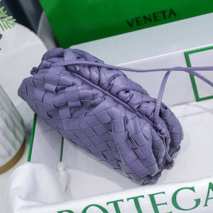 BV 585852 Bottega Veneta Mini Pouch Mini intrecciato leather clutch with strap Purple - Default Title - View 3