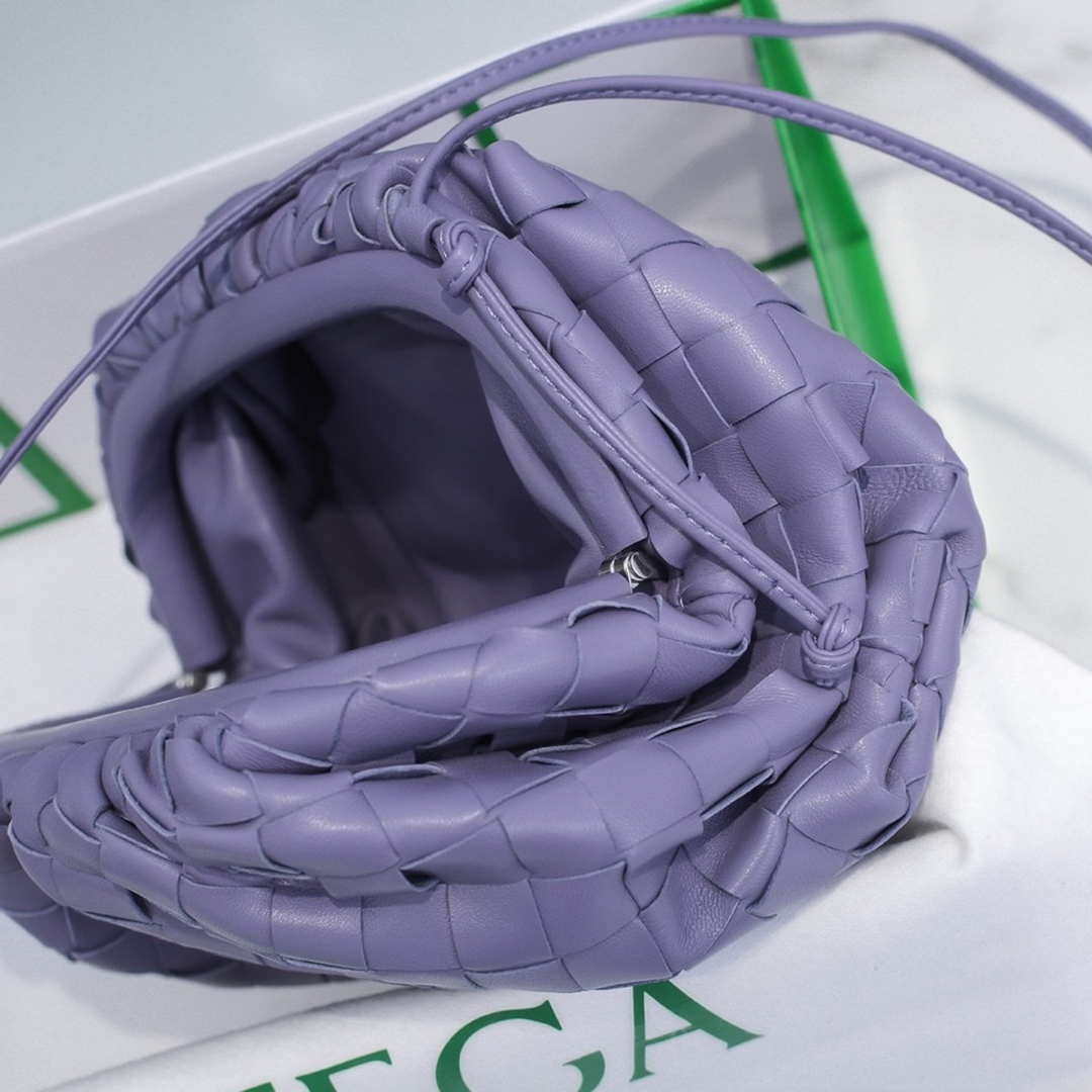 BV 585852 Bottega Veneta Mini Pouch Mini intrecciato leather clutch with strap Purple - Default Title - View 7