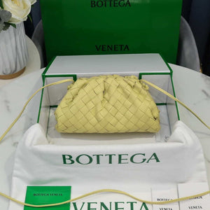 BV 585852 Bottega Veneta Mini Pouch intrecciato leather clutch with strap Light Yellow - Default Title - View 1