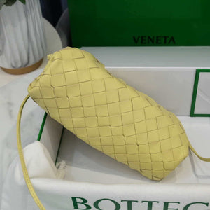 BV 585852 Bottega Veneta Mini Pouch intrecciato leather clutch with strap Light Yellow - Default Title - View 5