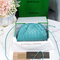 BV 585852 Bottega Veneta Mini Pouch intrecciato leather clutch with strap Blue - Default Title - View 1