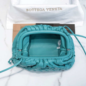 BV 585852 Bottega Veneta Mini Pouch intrecciato leather clutch with strap Blue - Default Title - View 9