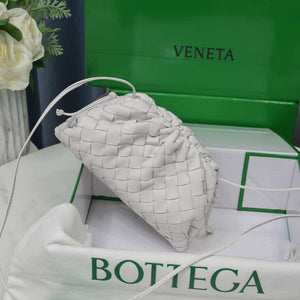 BV 585852 Bottega Veneta Mini Pouch intrecciato leather clutch with strap White - Default Title - View 2
