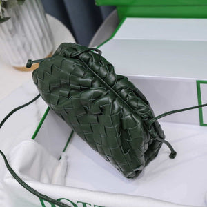 BV 585852 Bottega Veneta Mini Pouch intrecciato leather clutch with strap Dark Green - Default Title - View 5