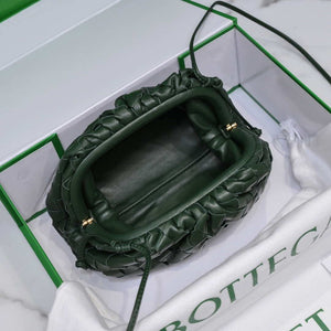 BV 585852 Bottega Veneta Mini Pouch intrecciato leather clutch with strap Dark Green - Default Title - View 7