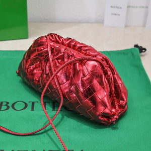 BV 585852 Bottega Veneta Mini Pouch Buckskin leather clutch with strap metallic Red - Default Title - View 5