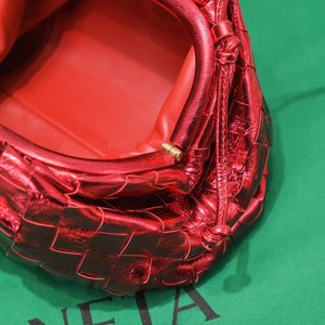 BV 585852 Bottega Veneta Mini Pouch Buckskin leather clutch with strap metallic Red - Default Title - View 6